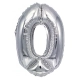 Balon foliowy PARTY GO, cyfra 0, 80cm, srebrny