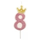 Świeczka PARTY GO, cyfra 8, 6,8cm, różowa