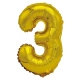 Balon foliowy PARTY GO, cyfra 3, 80cm, złoty