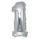 Balon foliowy PARTY GO, cyfra 1, 80cm, srebrny