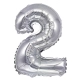 Balon foliowy PARTY GO, cyfra 2, 80cm, srebrny