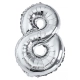 Balon foliowy PARTY GO, cyfra 8, 80cm, srebrny