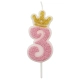 Świeczka PARTY GO, cyfra 3, 6,8cm, różowa