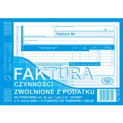 Druk MiP faktura czynności zwolnione z podatku A5 1+1k 198-3E