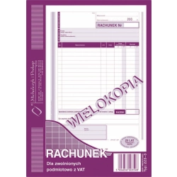 Druk MiP rachunek dla zwolnionych z VAT A5 pionowy wielokopia 223-3