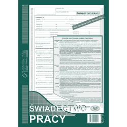 Druk MiP świadectwo pracy A4 40 kartek  501-1