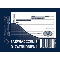 Druk MiP zaświadczenie o zatrudnieniu A6 80 kartek 502-5