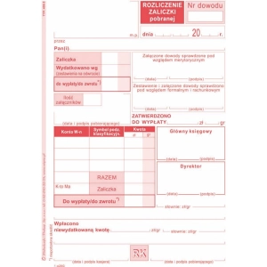 Druk MiP rozliczenie zaliczki A6 40 kartek 409-5-309566