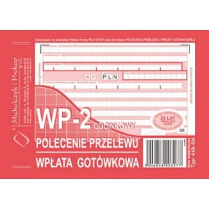 Druk MiP polecenie przelewu 1+1 A6 80 kartek 449-5M