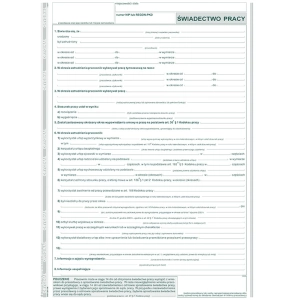 Druk MiP świadectwo pracy A4 40 kartek  501-1-309576
