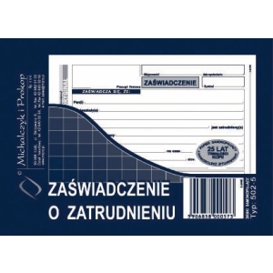 Druk MiP zaświadczenie o zatrudnieniu A6 80 kartek 502-5