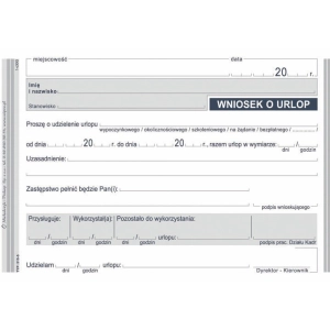Druk MiP wniosek o urlop A6 40 kartek 515-5-309585