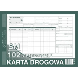 Druk MiP karta drogowa A4 SM102 numerowana samochód ciężarowy 801-1 SM102