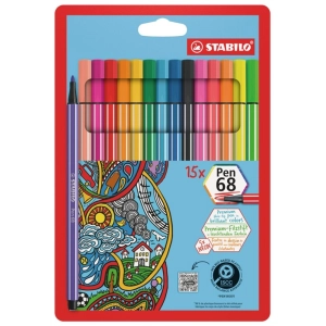 Flamastry STABILO Pen 68 etui z zawieszką 10+5 szt. neon