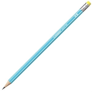 Ołówek drewniany STABILO z gumką HB - blue