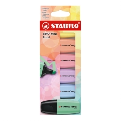 Zakreślacze STABILO BOSS MINI Pastel etui kartonowe 6 szt