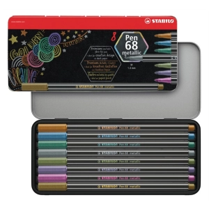 Flamastry STABILO Pen 68 metallic etui metalowe 8 szt