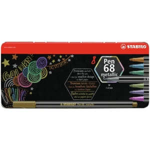 Flamastry STABILO Pen 68 metallic etui metalowe 8 szt-316192