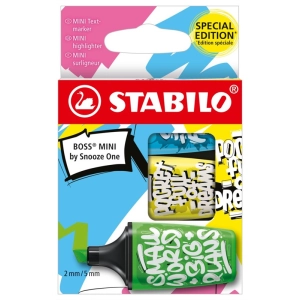 Zakreślacze STABILO BOSS MINI by Snooze One etui 3 szt. (żółty, niebieski, zielony)