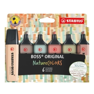 Zakreślacze STABILO BOSS ORIGINAL NatureCOLORS etui kartonowe 6 szt