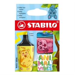 Zakreślacze STABILO BOSS MINI Animal Vibes etui 3 szt