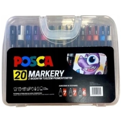 Marker UNI POSCA PC-5M, PC-3M, PC-1M, 20 szt. teczka