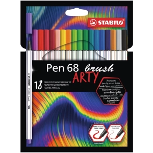 Flamastry STABILO Pen 68 Brush etui kartonowe 18 szt. ARTY