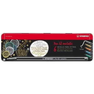 Flamastry STABILO Pen 68 metallic etui metalowe 6 szt