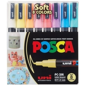 Marker UNI POSCA PC-3M kpl. 8 kolorów Soft Colors