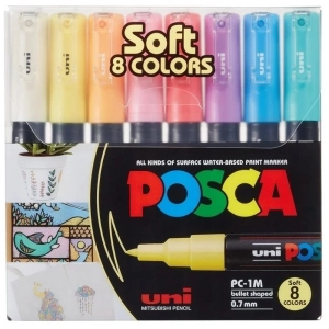Marker UNI POSCA PC-1M Soft Colors zestaw 8 szt