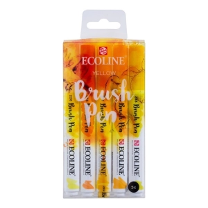 Pisaki akwarelowe ECOLINE Brush Pen 5 kolorów - Kpl 5-kolorów Yellow