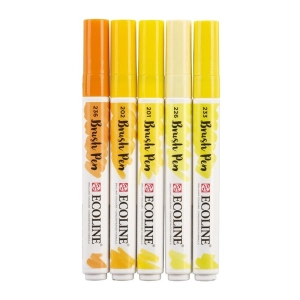 Pisaki akwarelowe ECOLINE Brush Pen 5 kolorów - Kpl 5-kolorów Yellow-317989