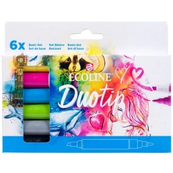 Markery dwustronne ECOLINE Duotip 6 kolorów - Basic