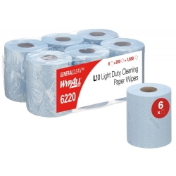Ręcznik papierowy WYPALL L10 General Clean, centralne odwijanie, 1-warstwowy, 6 rolek x 280 listków, niebieski