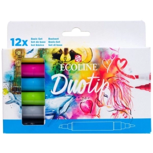 Markery dwustronne ECOLINE Duotip 12 kolorów - Basic