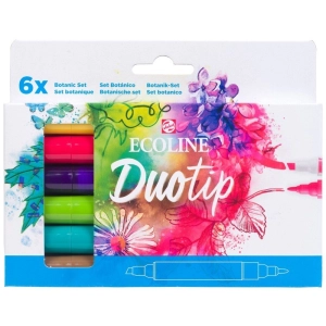Markery dwustronne ECOLINE Duotip 6 kolorów - Botanic