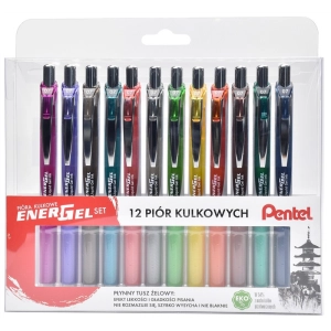 Długopis żelowy PENTEL EnerGel BL77 zestaw 12 kolorów