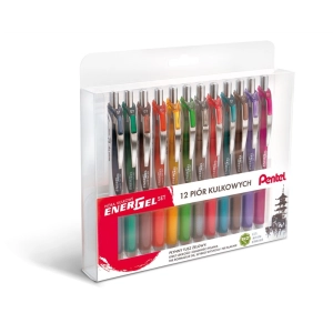 Długopis żelowy PENTEL EnerGel BL77 zestaw 12 kolorów-318383