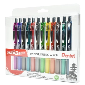 Długopis żelowy PENTEL EnerGel BL77 zestaw 12 kolorów-318388