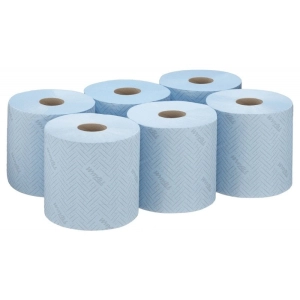 Ręcznik papierowy WYPALL L10 General Clean, centralne odwijanie, 1-warstwowy, 6 rolek x 500 listków, niebieski-318476