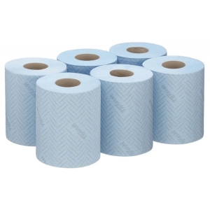 Ręcznik papierowy WYPALL L10 General Clean, centralne odwijanie, 1-warstwowy, 6 rolek x 280 listków, niebieski-318478