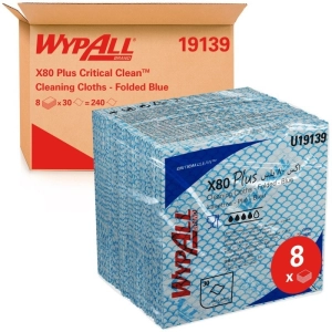 Czyściwo składane WYPALL X80 Plus Critical Clean, włókninowe, 35,5x33,5cm, 30 szt., niebieskie-318487