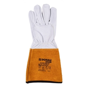 Rękawice spawalnicze DONAU SAFETY DS-KEV WELTIG, kevlar, skóra kozia, rozm. 9/L, biało-złote-319455