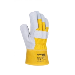 Rękawice robocze DONAU SAFETY DS-DOKBASIC, doker, dwoina bydlęca, rozm. 10,5/XL, szaro-żółte-319538