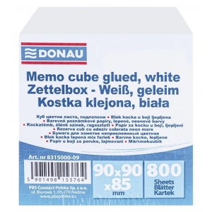 Karteczki DONAU kostka klejona 90x90x85mm 800 kartek - biała