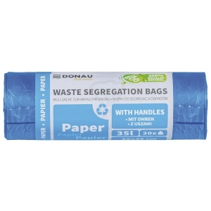 Worki na śmieci DONAU HOME do segregacji z uszami papier 35l 20 szt. niebieskie-319632