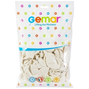 Balony GEMAR GM90 10" op.100 - metaliczne - perłowe białe