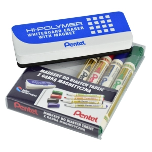 Marker PENTEL do tablic MW85W kpl.4szt. + gąbka-321287