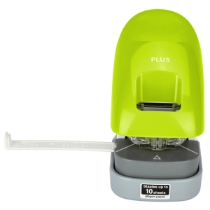 Zszywacz PLUS CORPORATION bezzszywkowy nabiurkowy (do 10 kartek) SL-112A - zielony 31261-322226