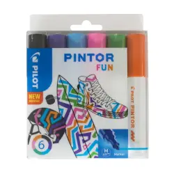 Marker PILOT Pintor M SET FUN mix kpl.6 czarny, fiolet, lazur, różowy, j.zielony-336844
